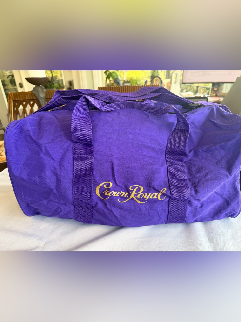 Vintage RARE Crown Royal Promotional Purple Nylon  Duffel Travel Bag Tote